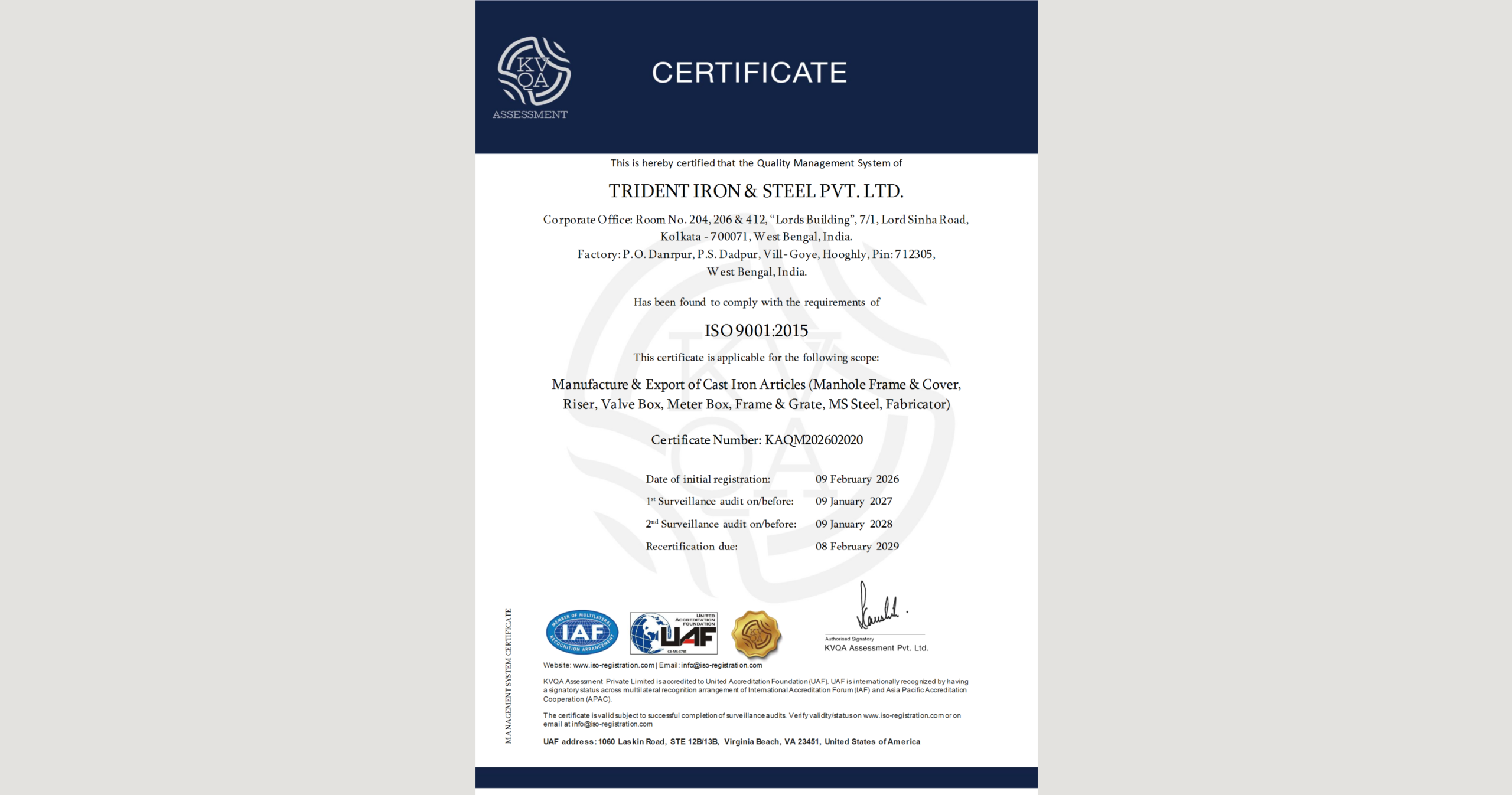 ISO Certificate